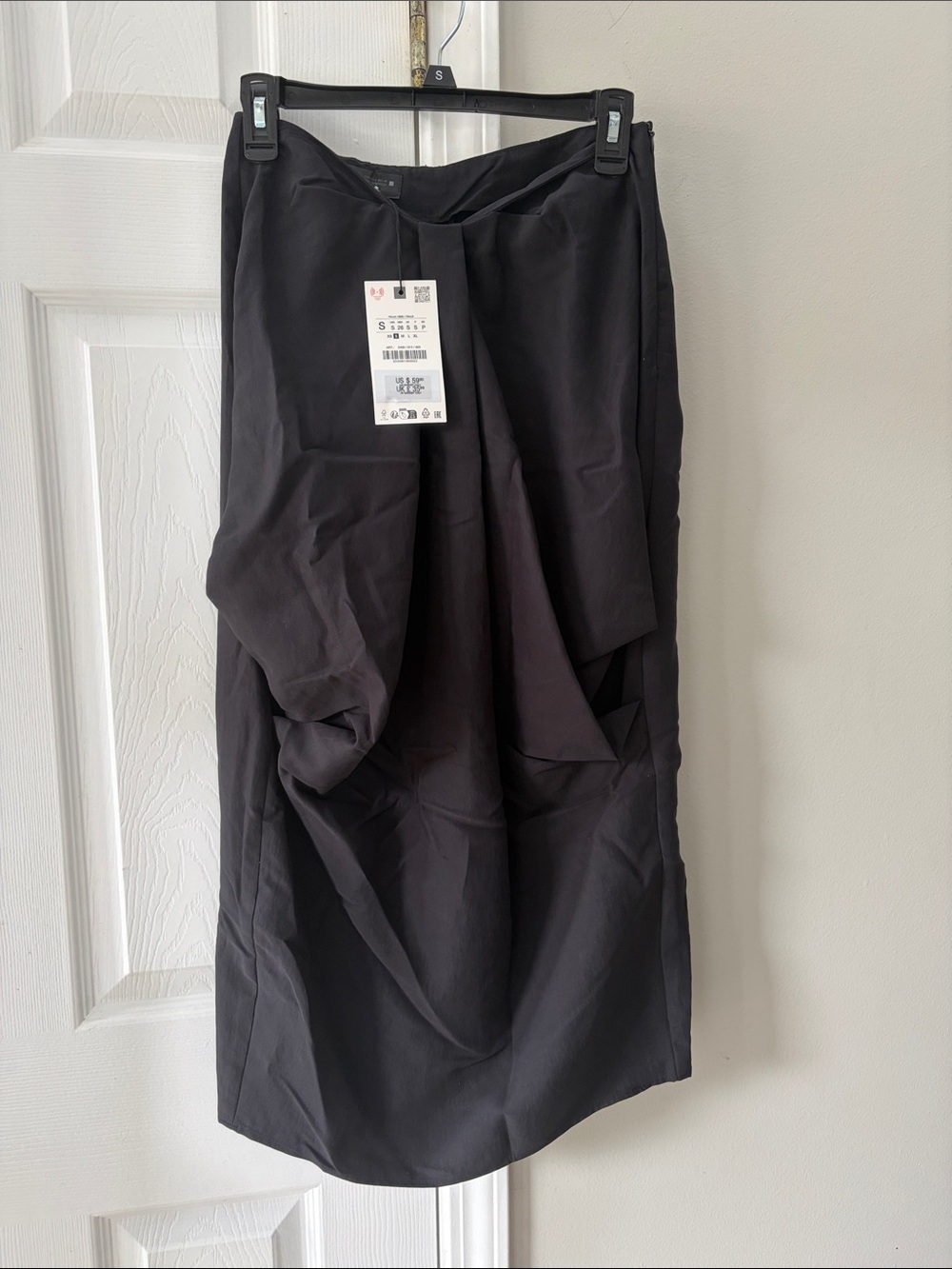 Zara Black Draped Pencil Skirt